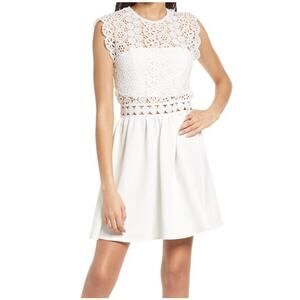 AREA STARS ~ Lace Bodice A-Line Mini Dress Size Small White Nordstrom New
